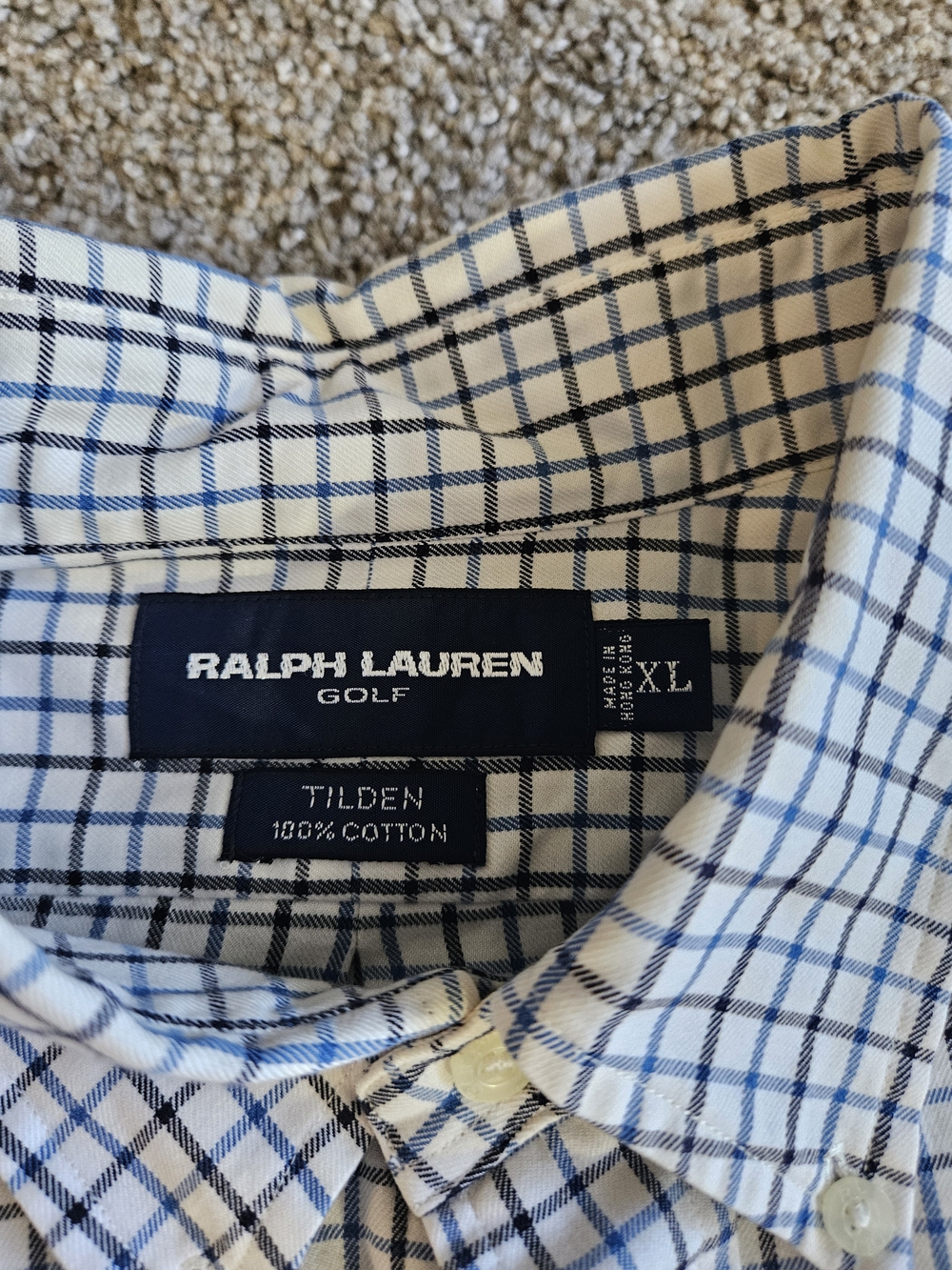 Ralph Lauren Golf Tilden Plaid Button-Down Shirt - Blue/White